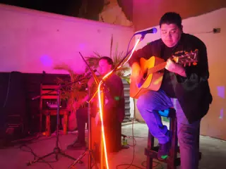Larry Emerson on Guitar at Food Rock Ave, Leon, Nicaragua