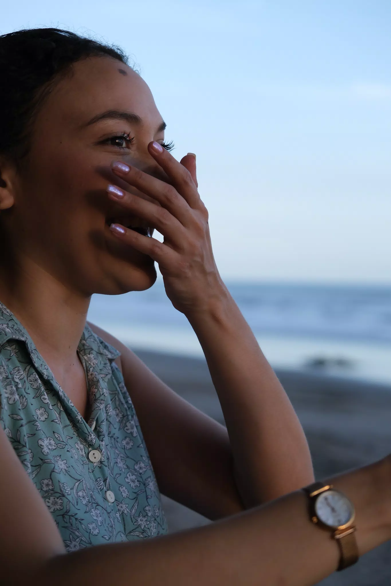 Isabel Laughing on the Beach