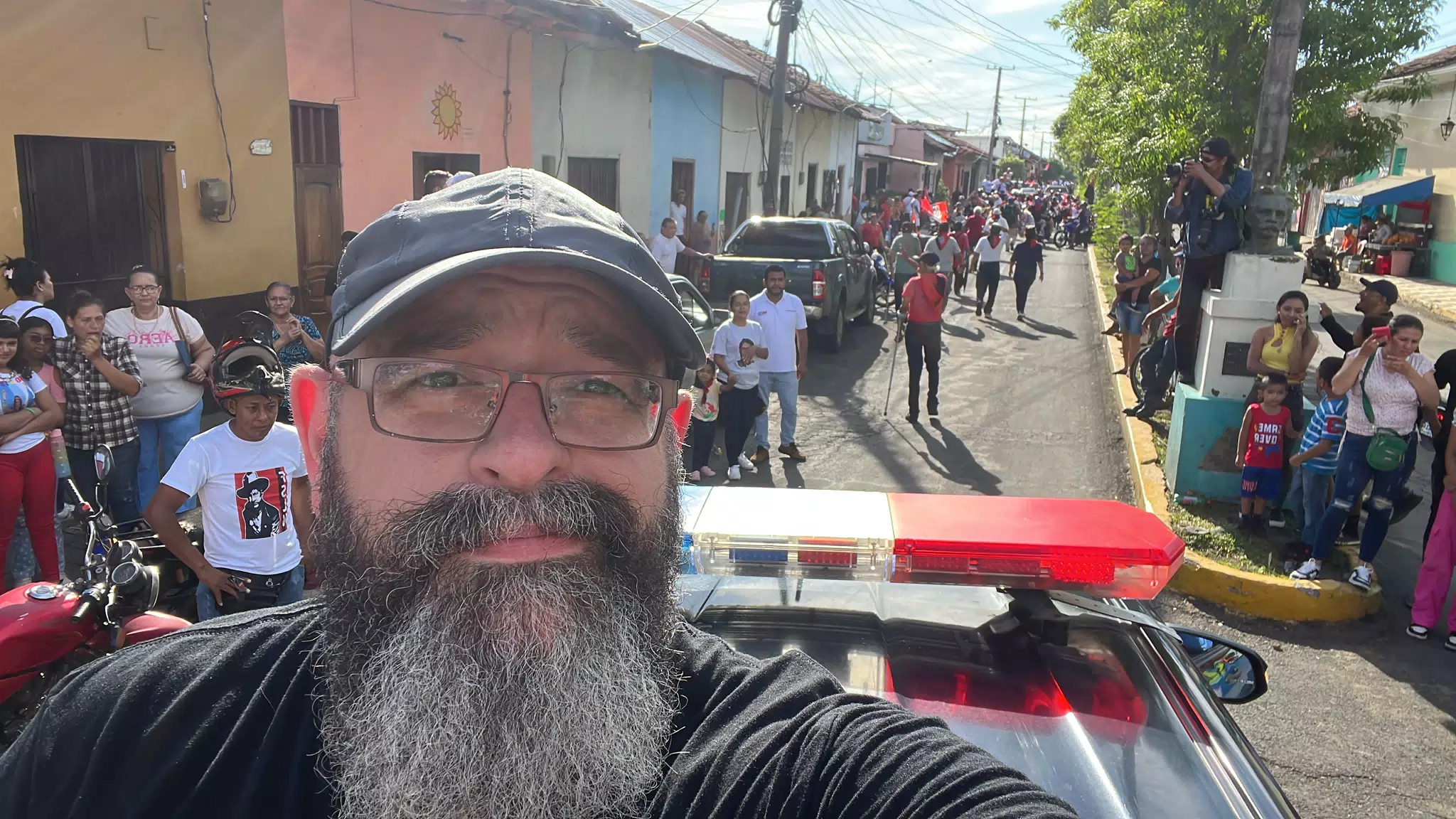 Riding the Police Truck in the Parade
