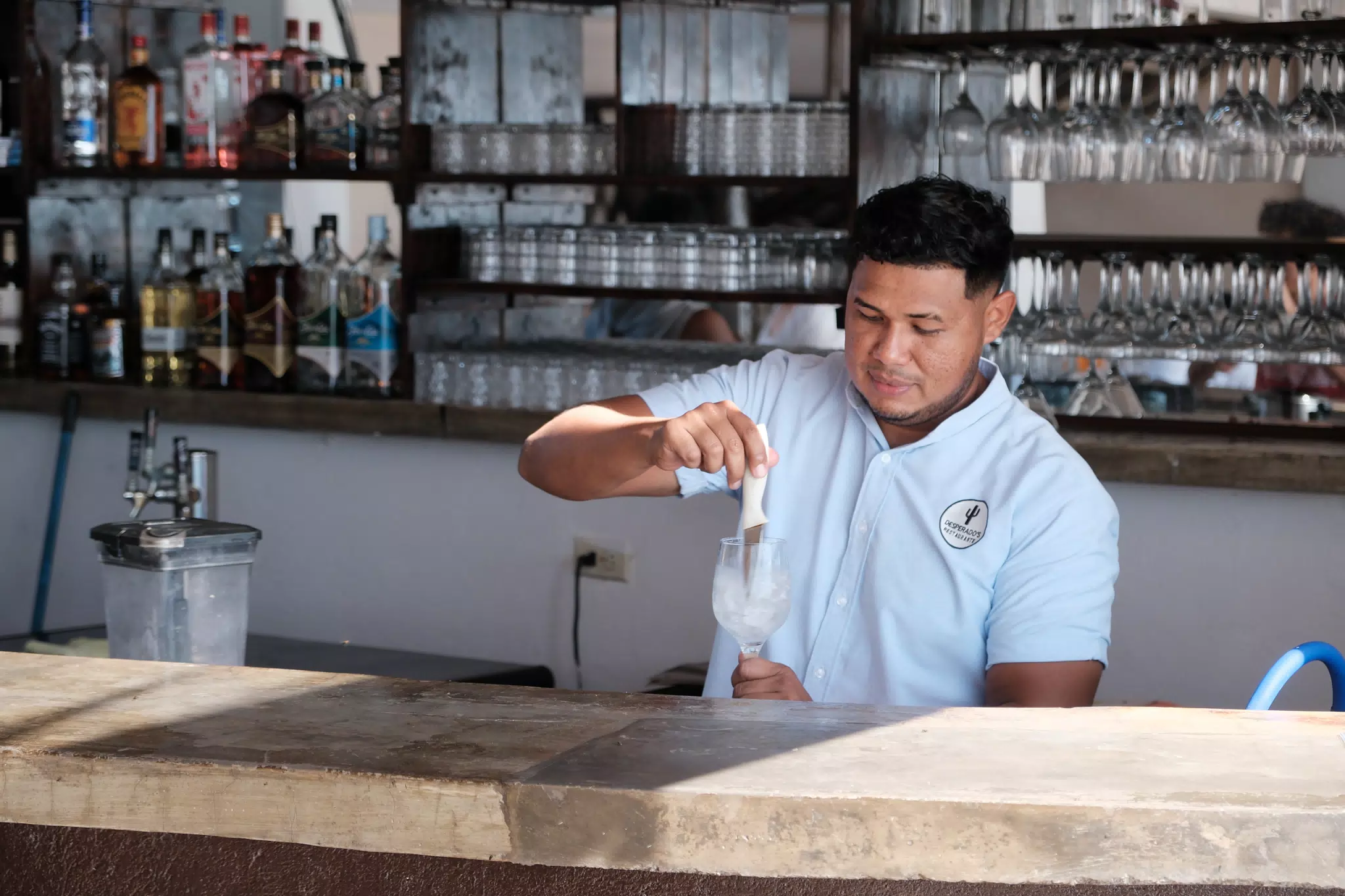 Hernan Bartending at Desperado's Steakhouse