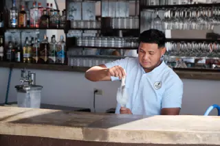 Hernan Bartending at Desperado's Steakhouse