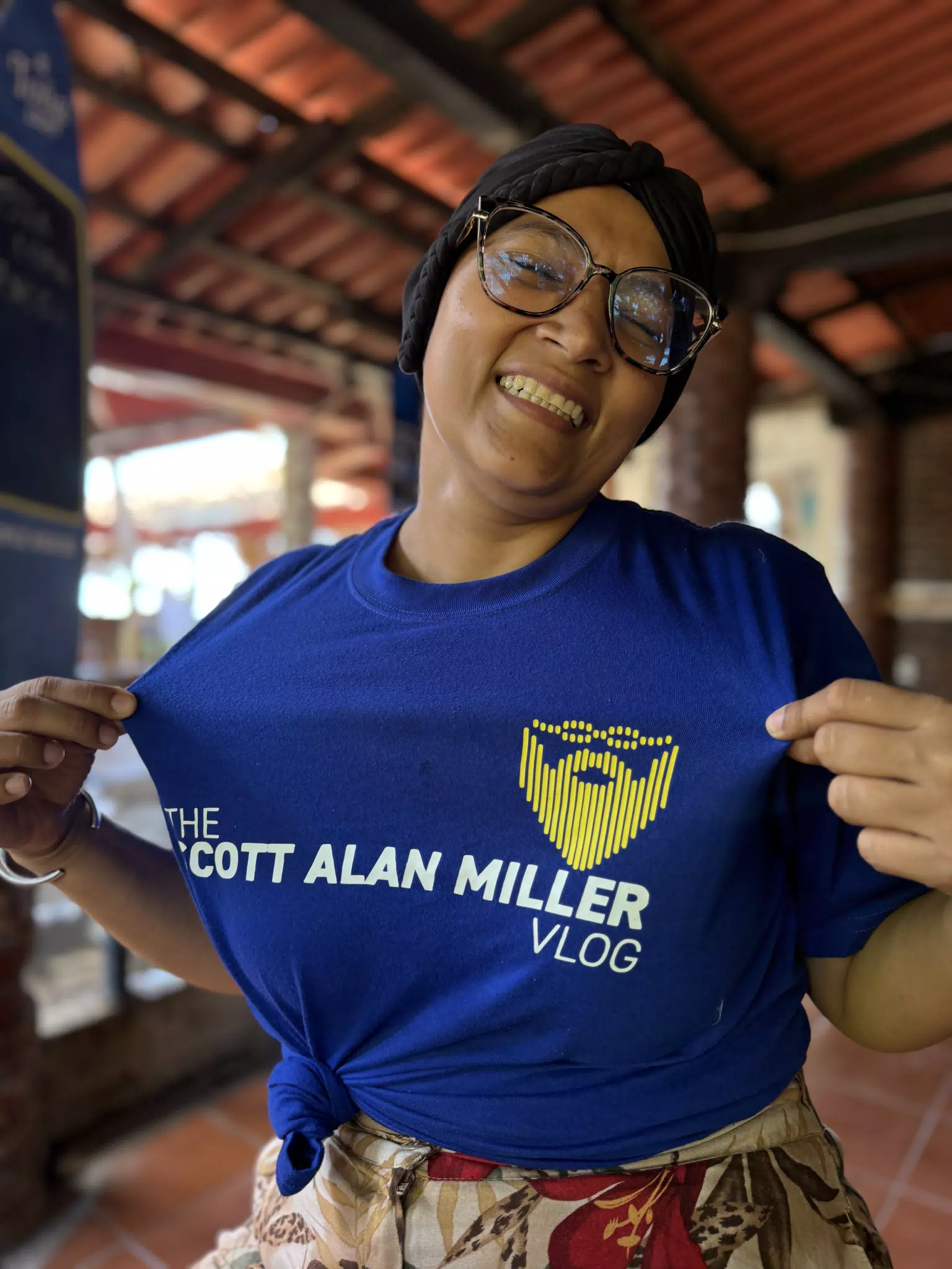 Marcela Showing Off My VLog Shirt