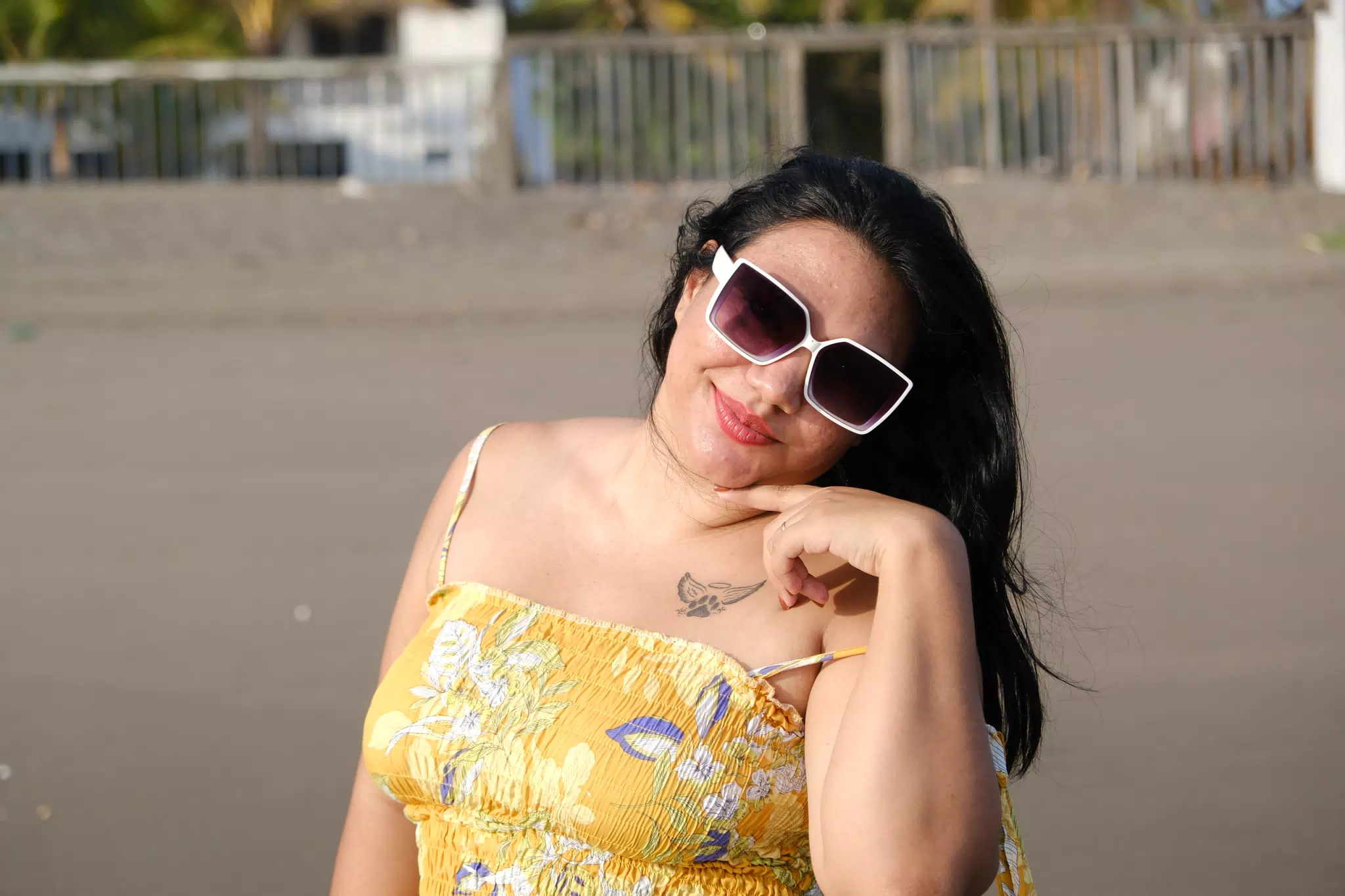 Eva in Sunglasses and Sundress in Las Penitas Nicaragua