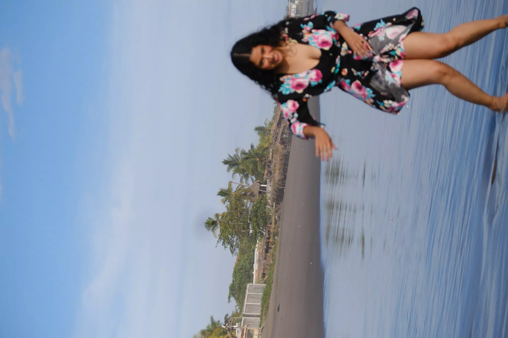 Model in Awkward Beach Moment