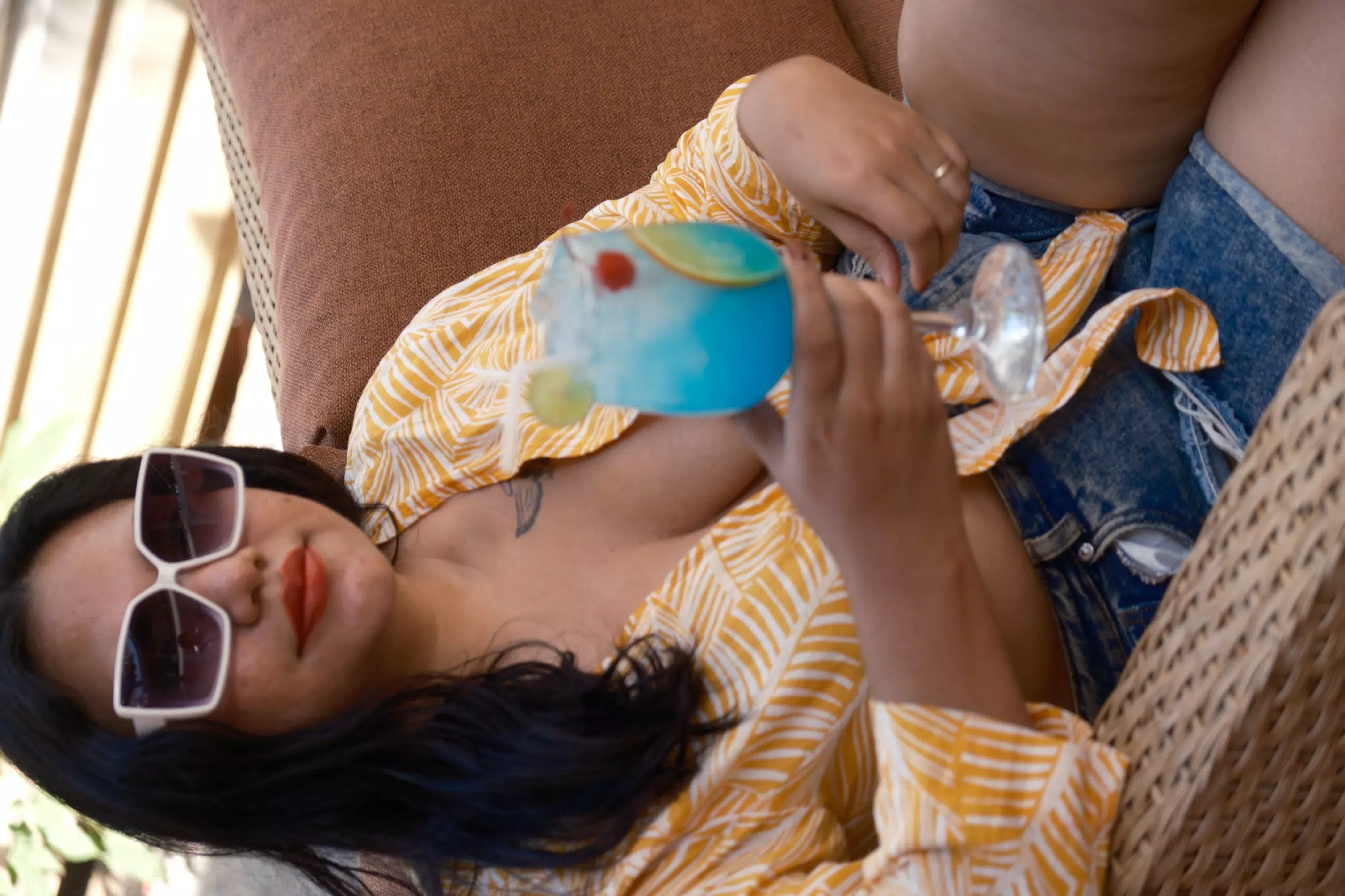 Eva with Cocktail on Beach at El Escondite, Las Peñitas, Nicaragua