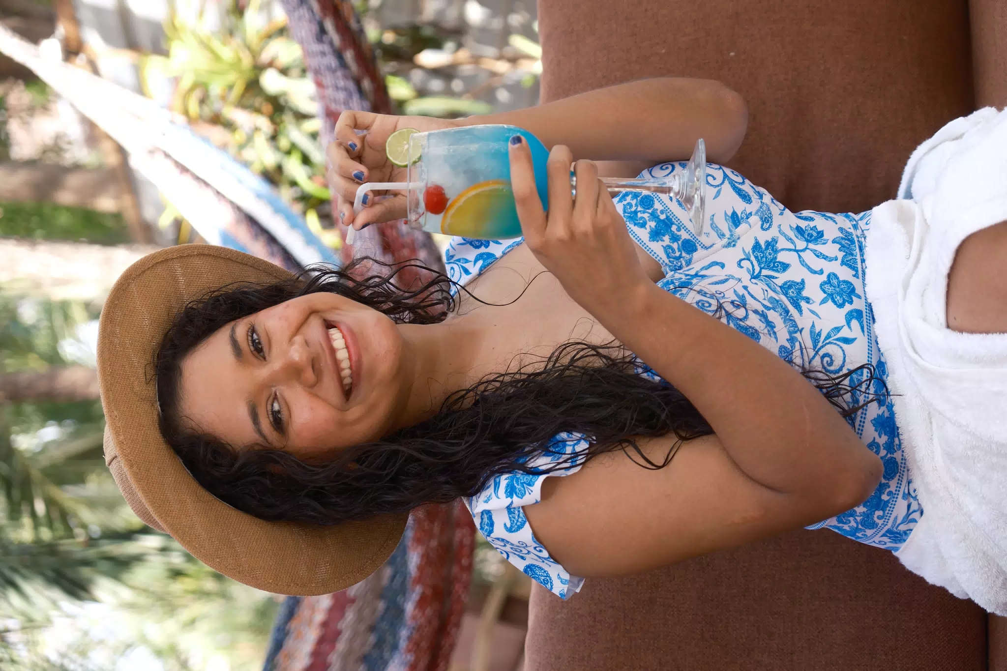 Marilyn Modeling in Hat at El Escondite, Las Peñitas, Nicaragua