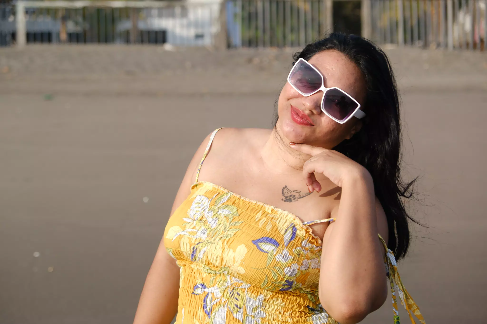 Eva Modeling in Sunglasses on Las Peñitas Beach