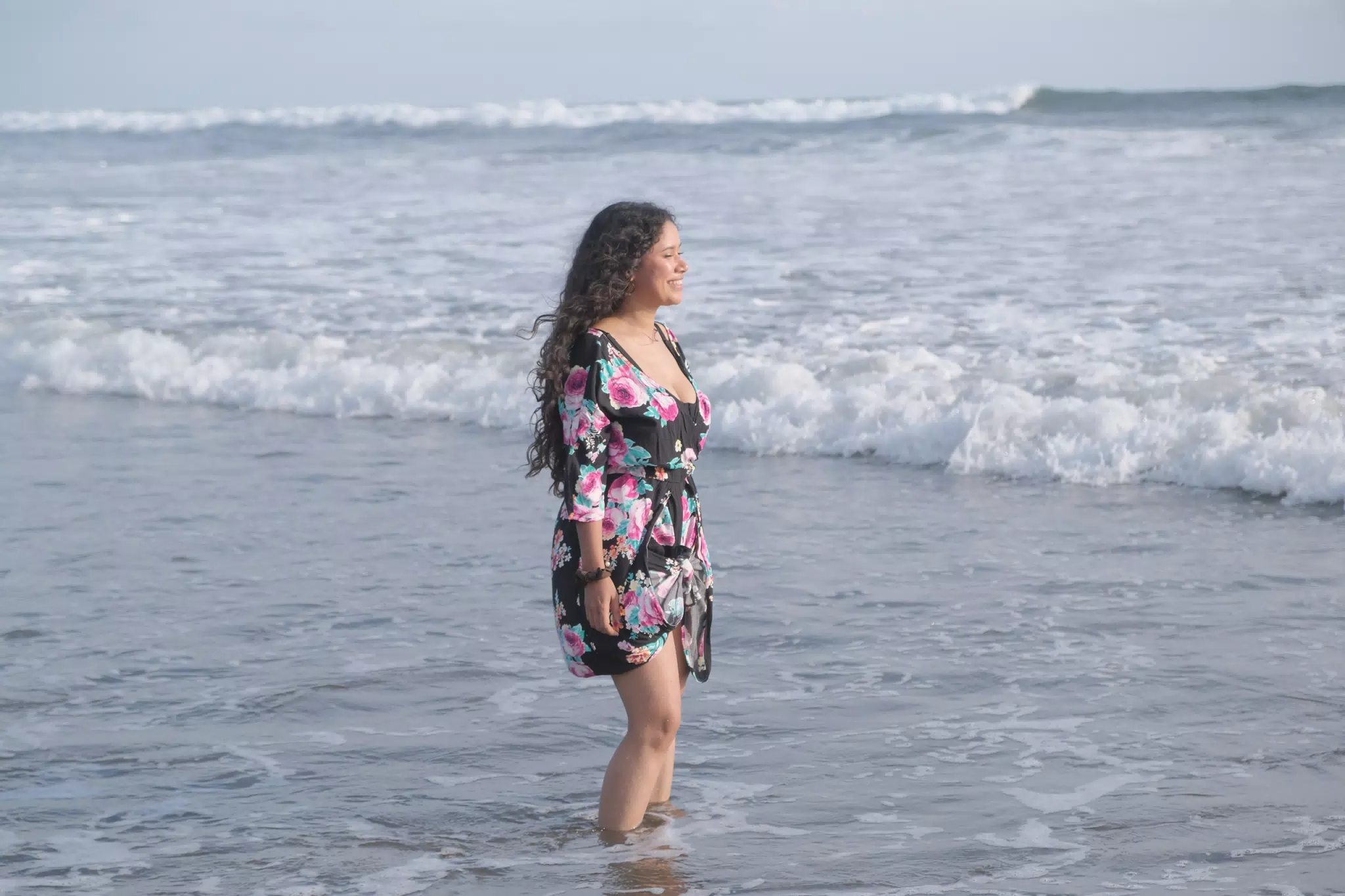 Marilyn Wading into the Pacific Ocean at Las Peñitas
