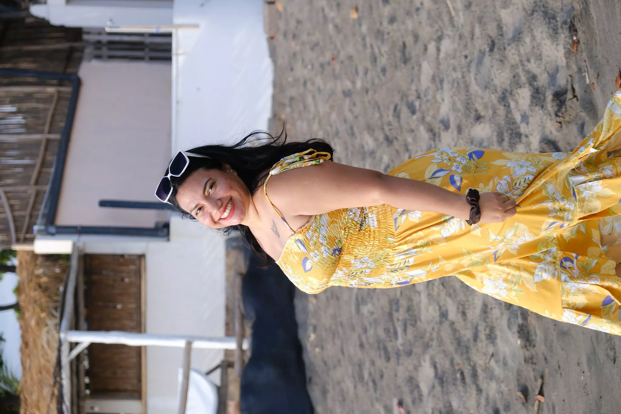 Eva in Yellow Dress on Beach