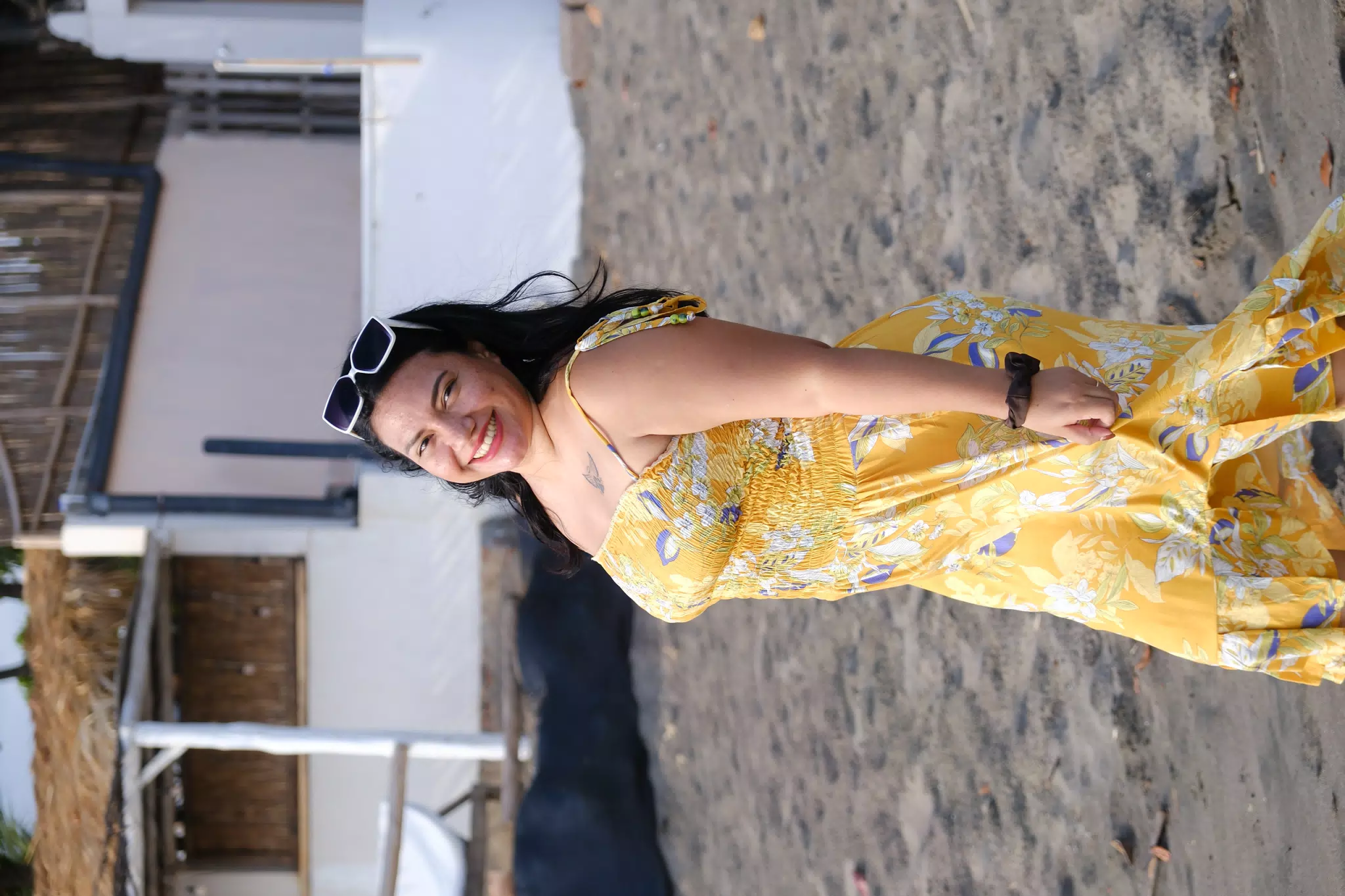 Eva in Yellow Dress on Las Peñitas Beach