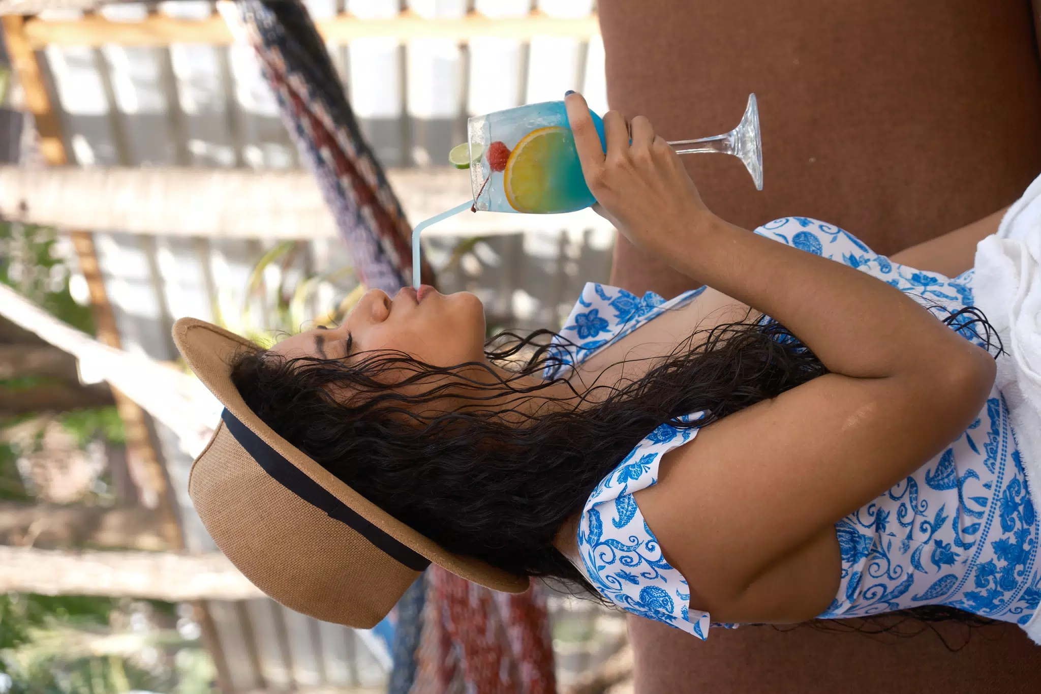 Beautiful Girl with Cocktail at El Escondite, Las Peñitas, Nicaragua