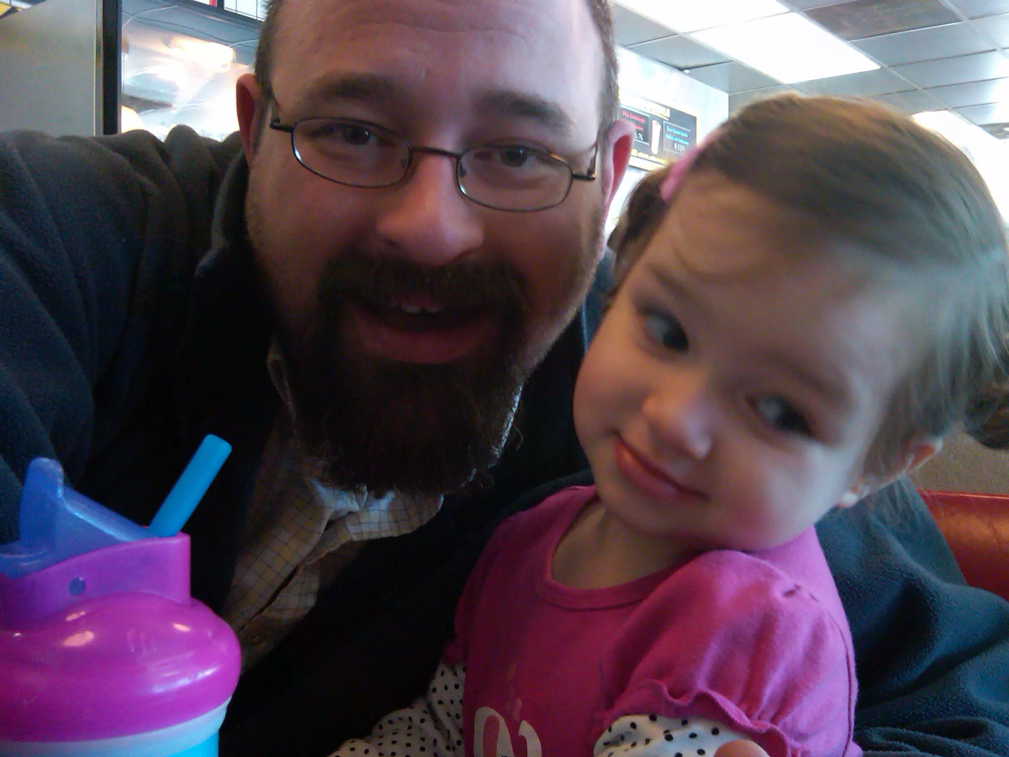 Liesl and Daddy at Waffle House