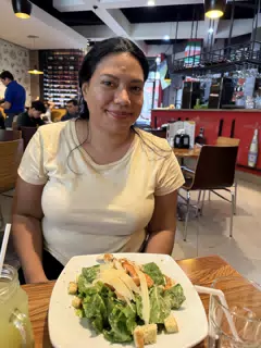 Eva with Caesar Salad