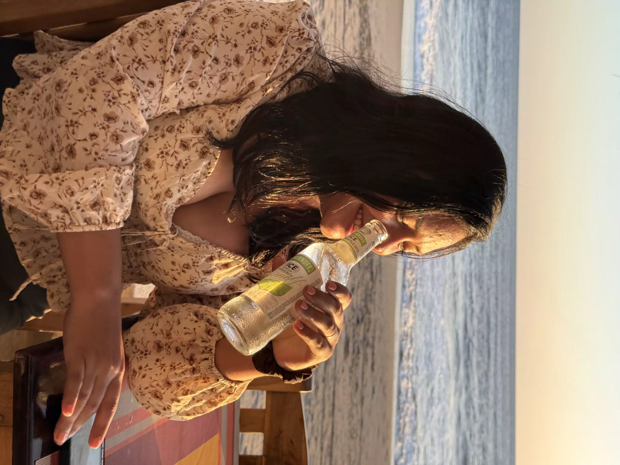 Eva Drinking on Las Peñitas Beach