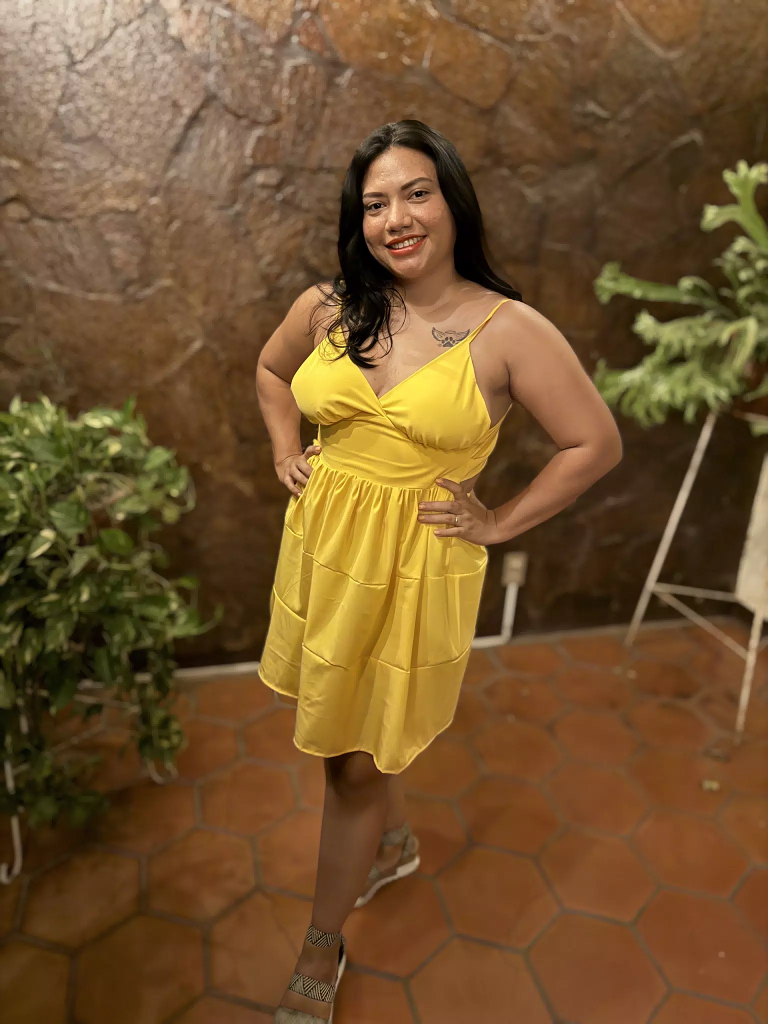 Eva Modeling Yellow Dress