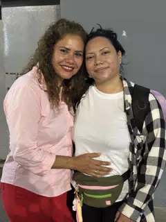 Eva with Mom at the Airport