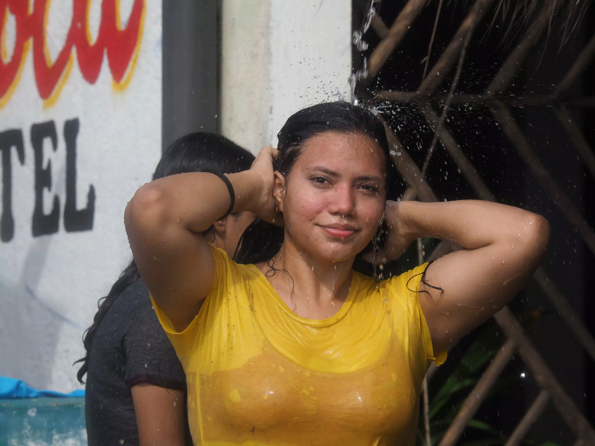 Eva in the Beach Shower After Swimming