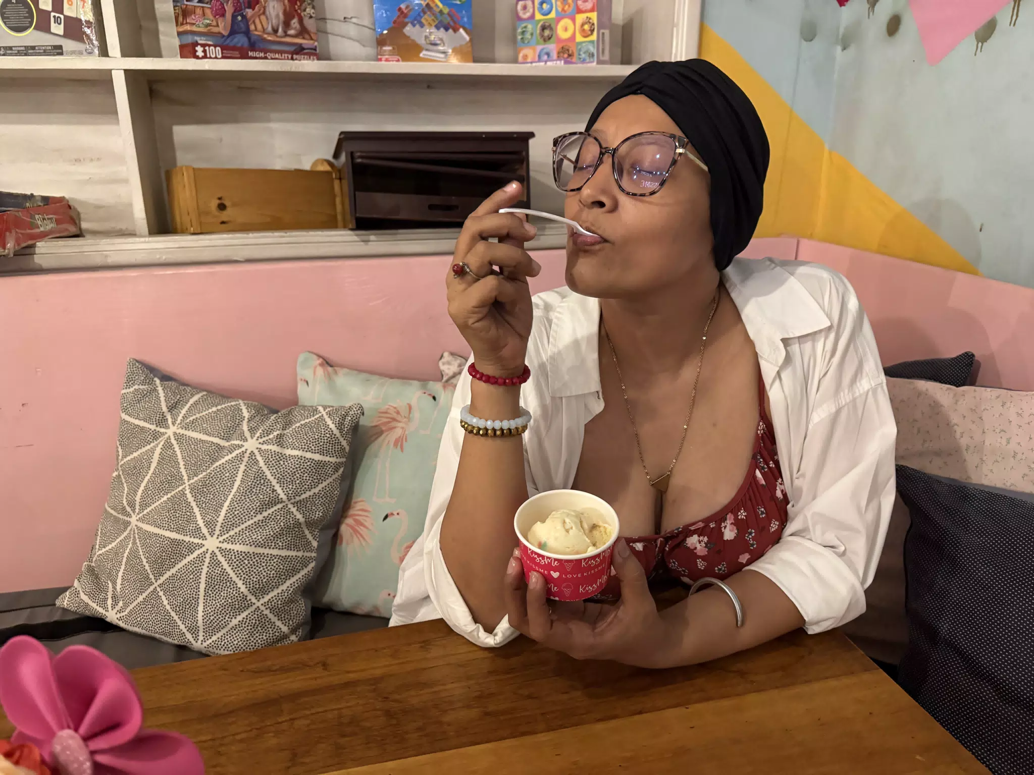 Marcela Enjoying Ice Cream at Kiss Me, Leon