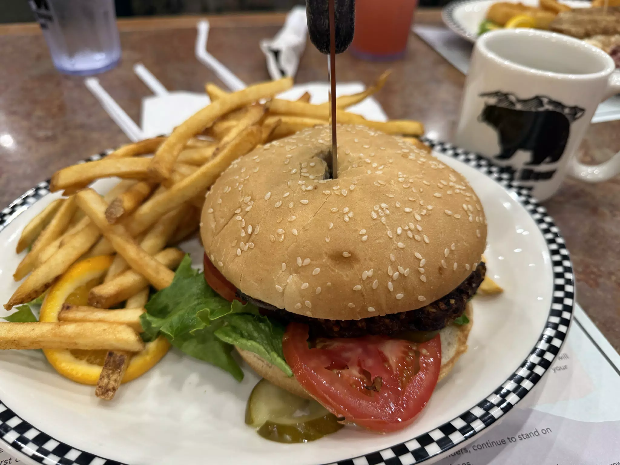 Hamburger at the Black Bear Diner in Houston