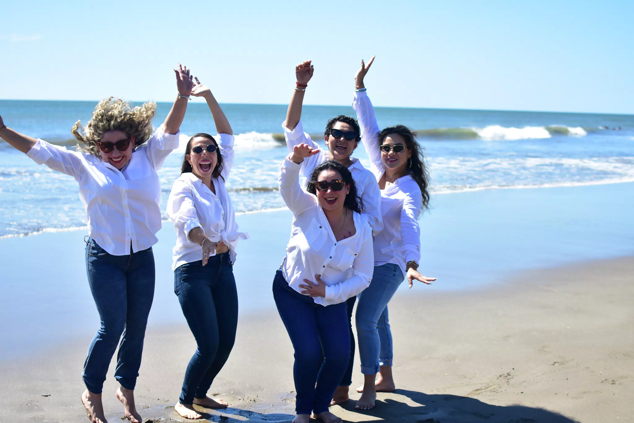 Marcela and the Girls on Playa La Boquita Beach, Nicaragua