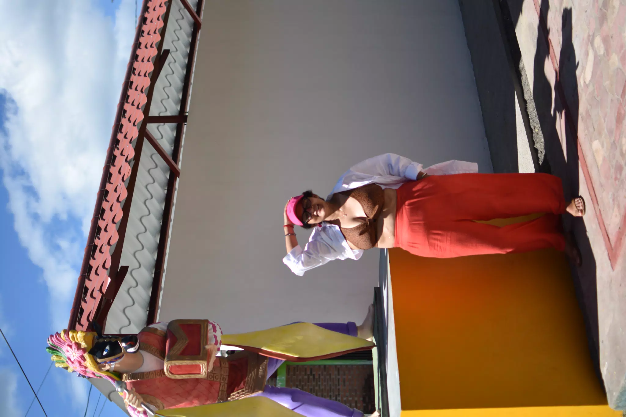 Marcela with Macho Raton Statue in La Boquita, Nicaragua