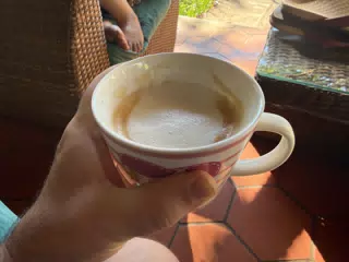 Flat White to Start the Day in the Garden