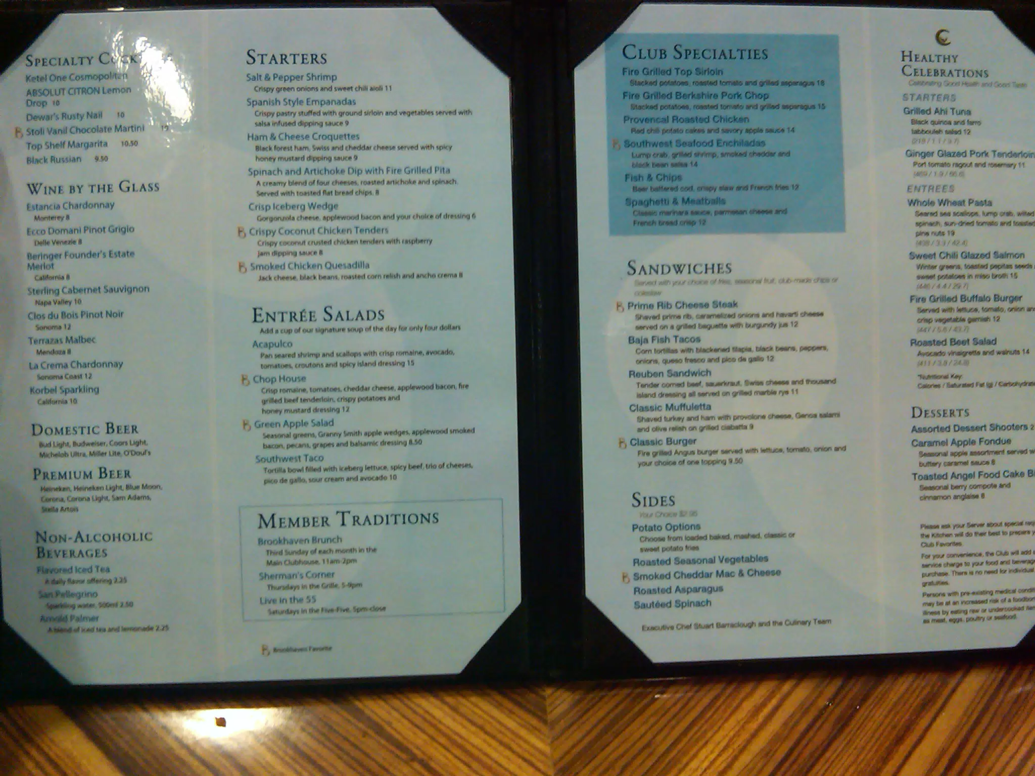 Brookhaven dinner menu