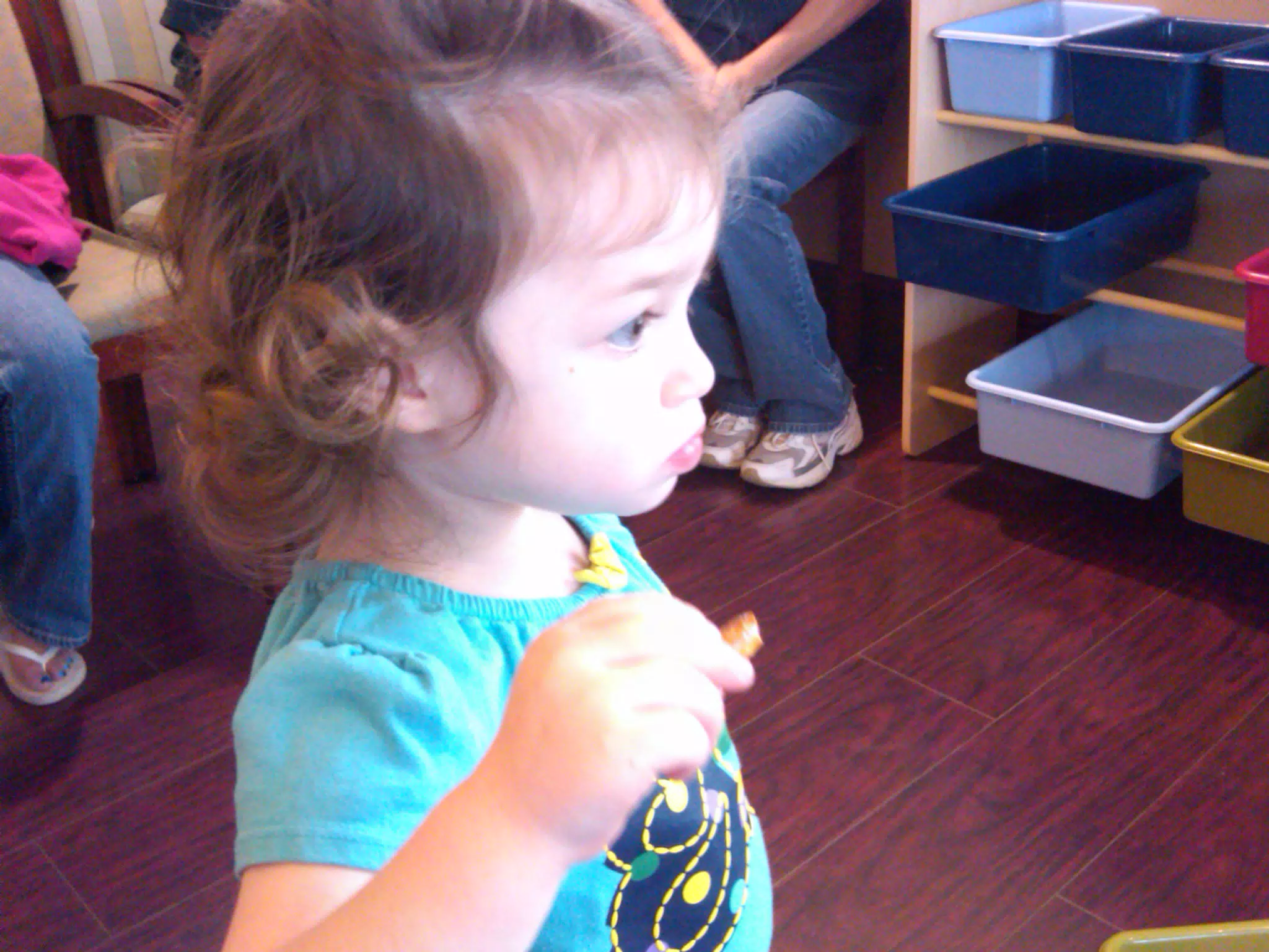 Liesl Eating Pretzel at Doctors Office