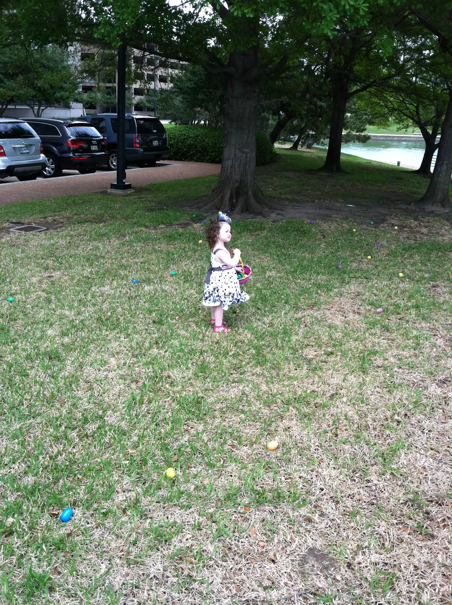 Liesl on the Lawn Hunting for Easter Eggs