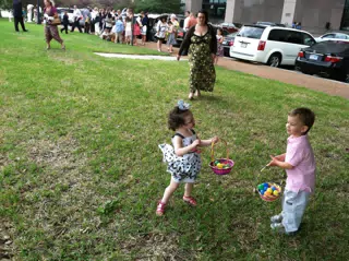 Liesl and Garrett with their Easter Eggs