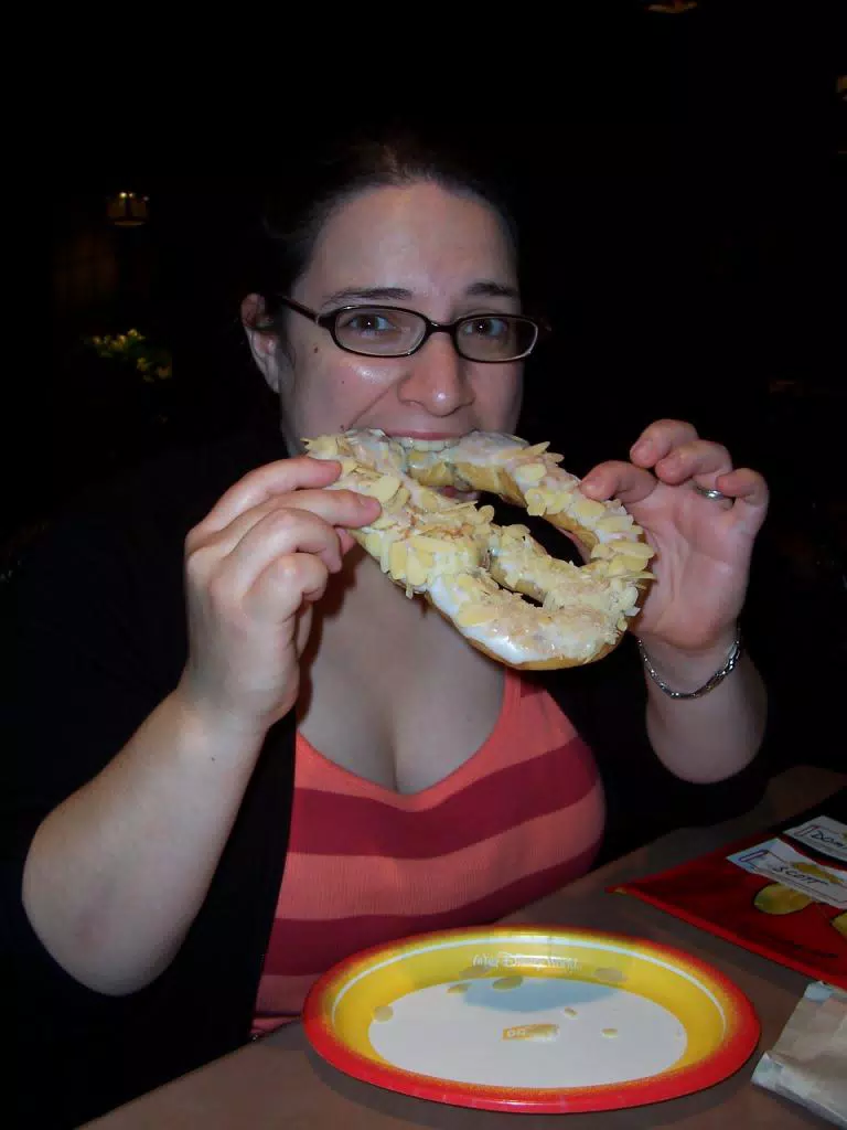 Dominica Miller Eating a Norwegian Pretzel