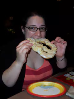 Dominica Miller Eating a Norwegian Pretzel
