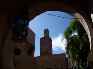 Moroccan Tower Through Arch