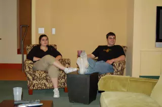 Britt and Joe Watching Karaoke