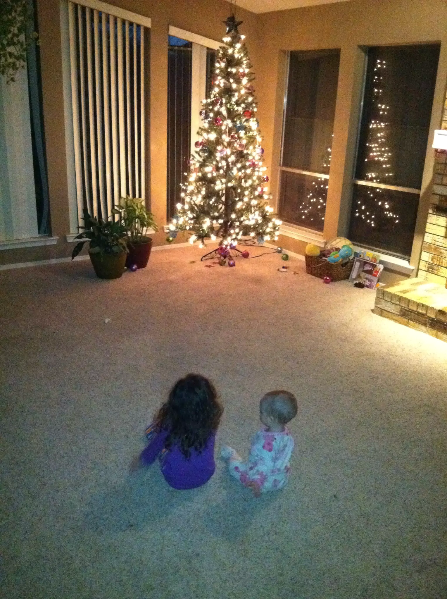 Liesl and Luciana with First Christmas Tree