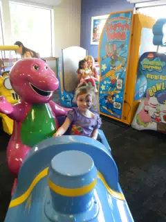 Liesl Riding the Barney Train