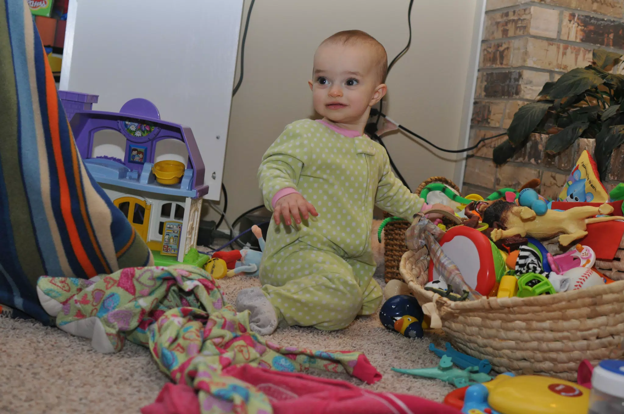 Luciana Getting Into Her Toys