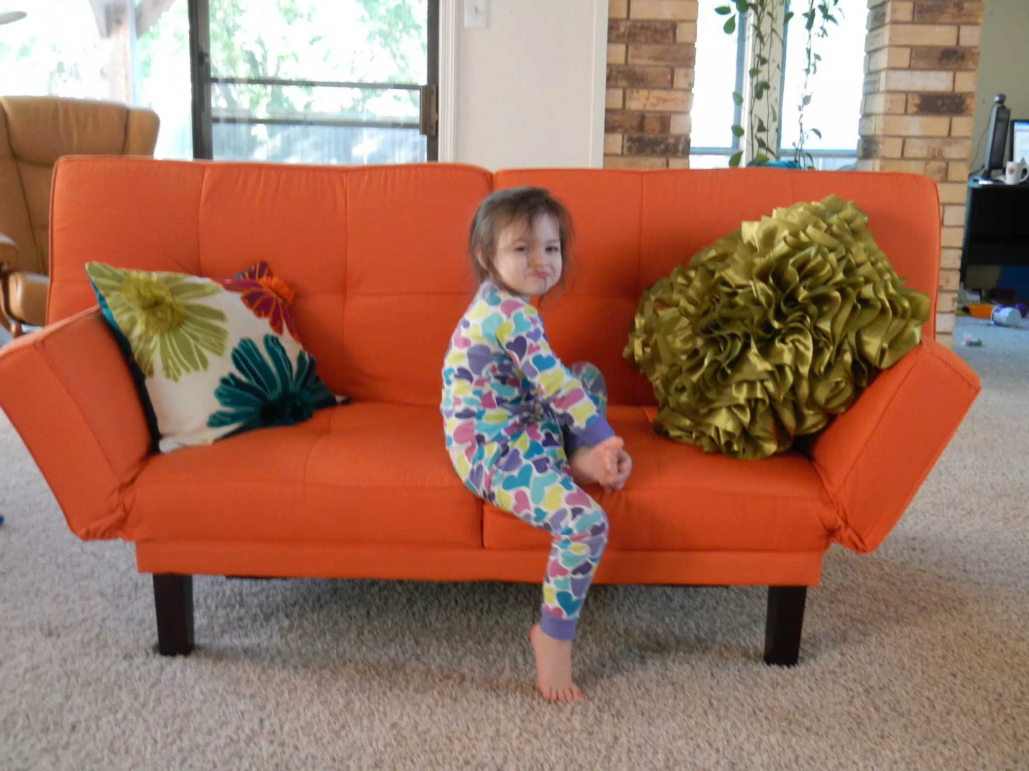 Liesl on the Orange Couch
