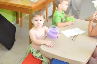 Clara Preparing to Colour Easter Eggs