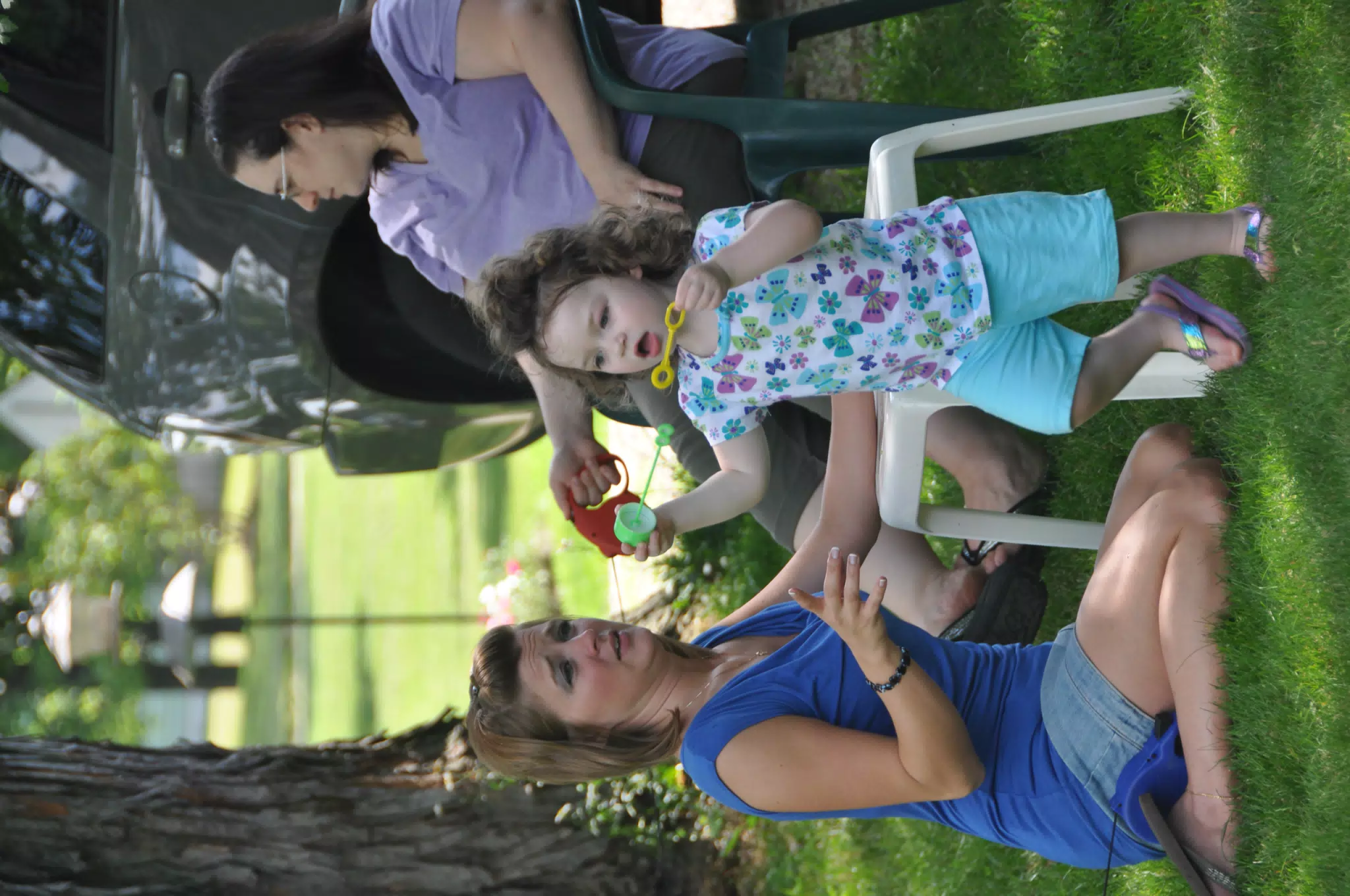 Gwen and Liesl Blowing Bubbles