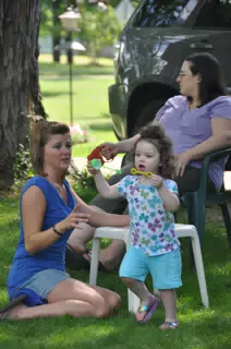 Gwen and Liesl Blowing Bubbles