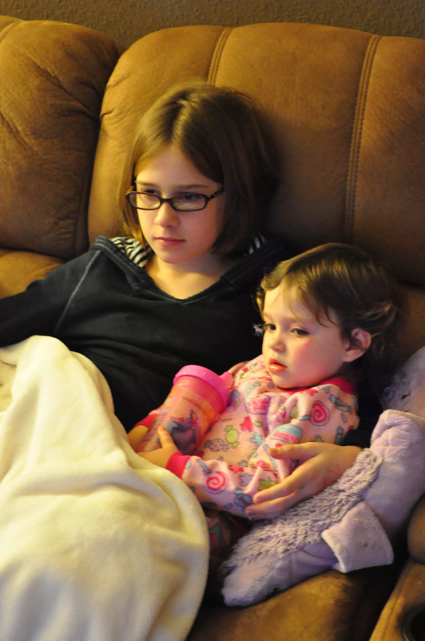 Madeline and Liesl Watching Television