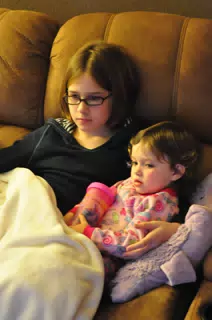 Madeline and Liesl Watching Television