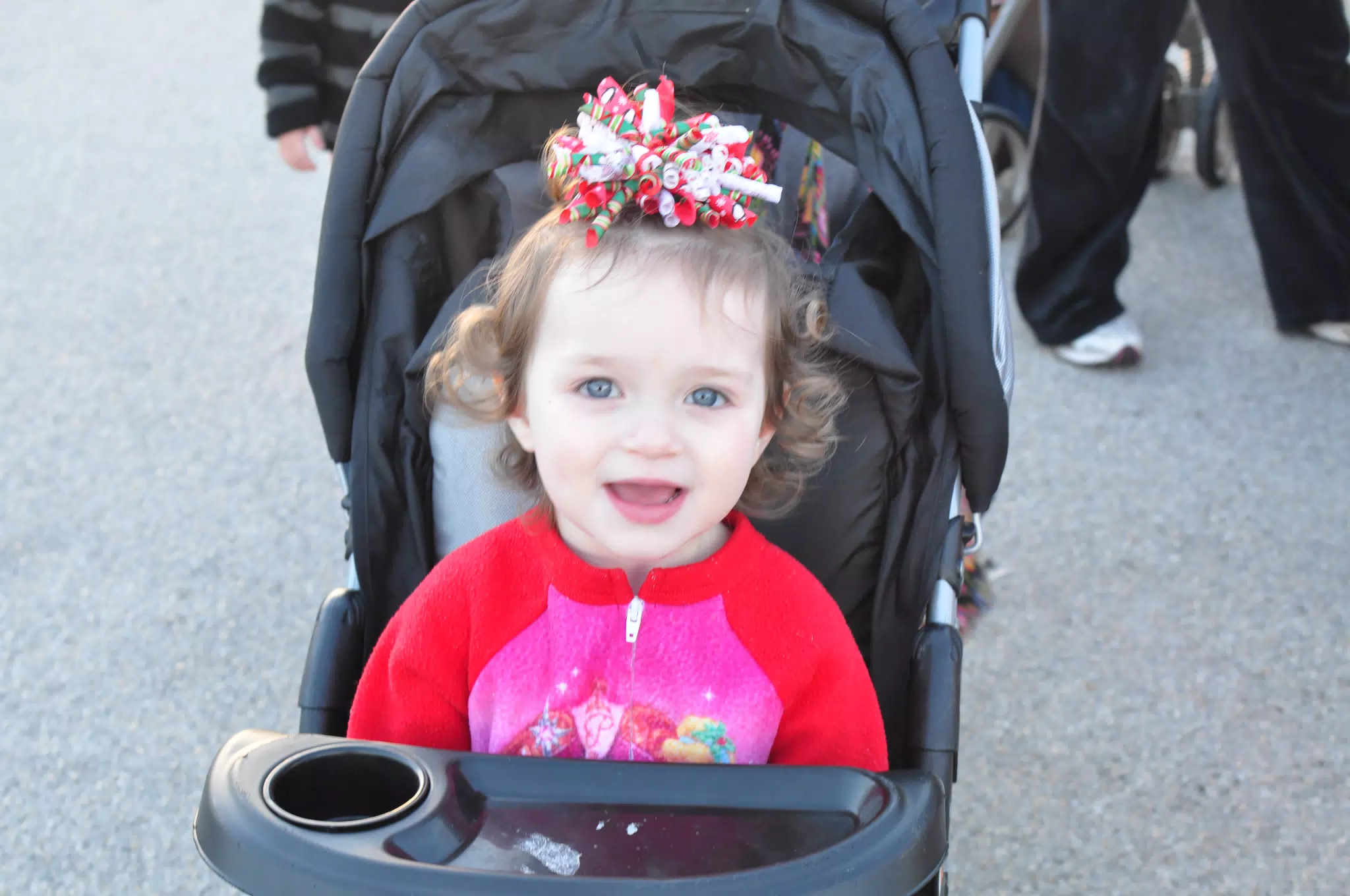 Liesl in Her Stroller and Pajamas