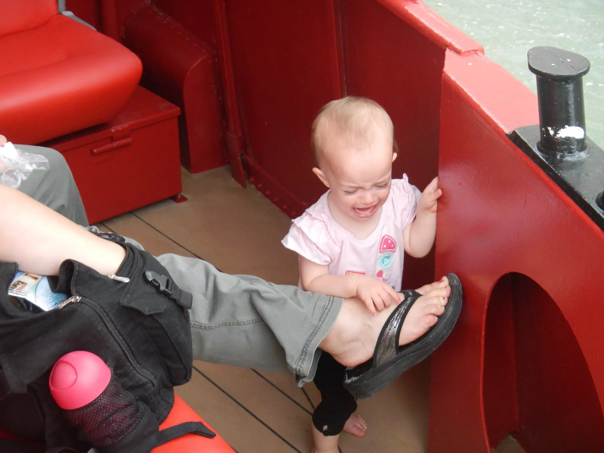 Luciana Upset Trying to Walk Around the Boat