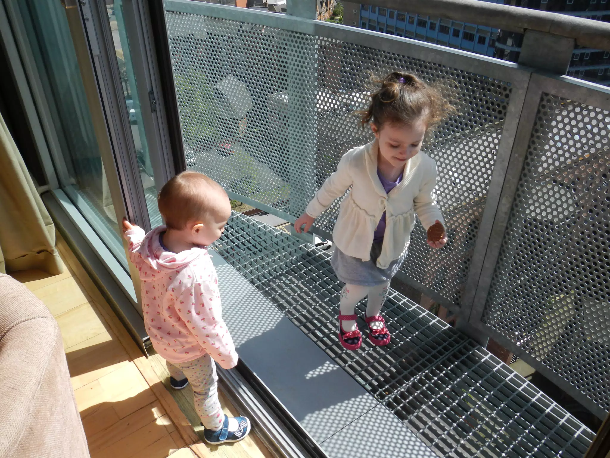 Luciana & Liesl on the Balcony of Our Apartment in Nottingham