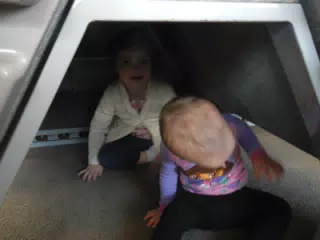 Liesl and Luciana Playing on the Eurostar