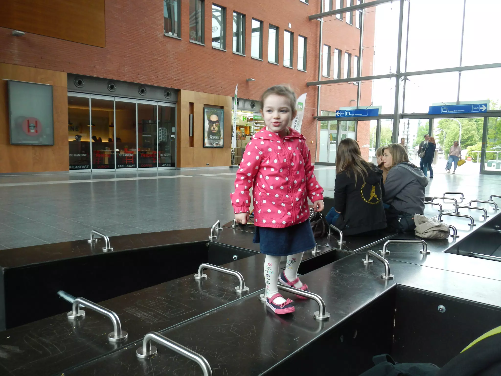 Liesl in the Brugge Train Station in Belgium