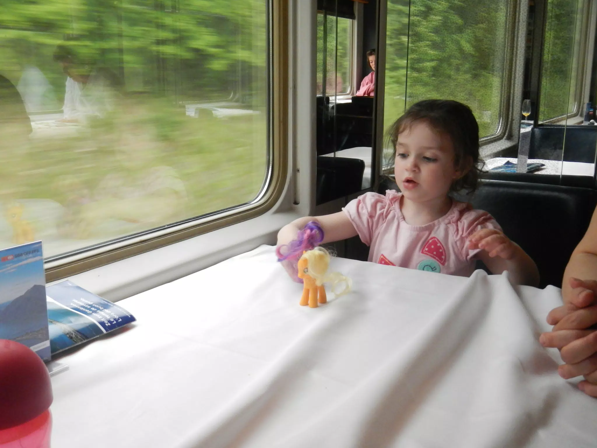 Liesl in the SBB Restaurant Car