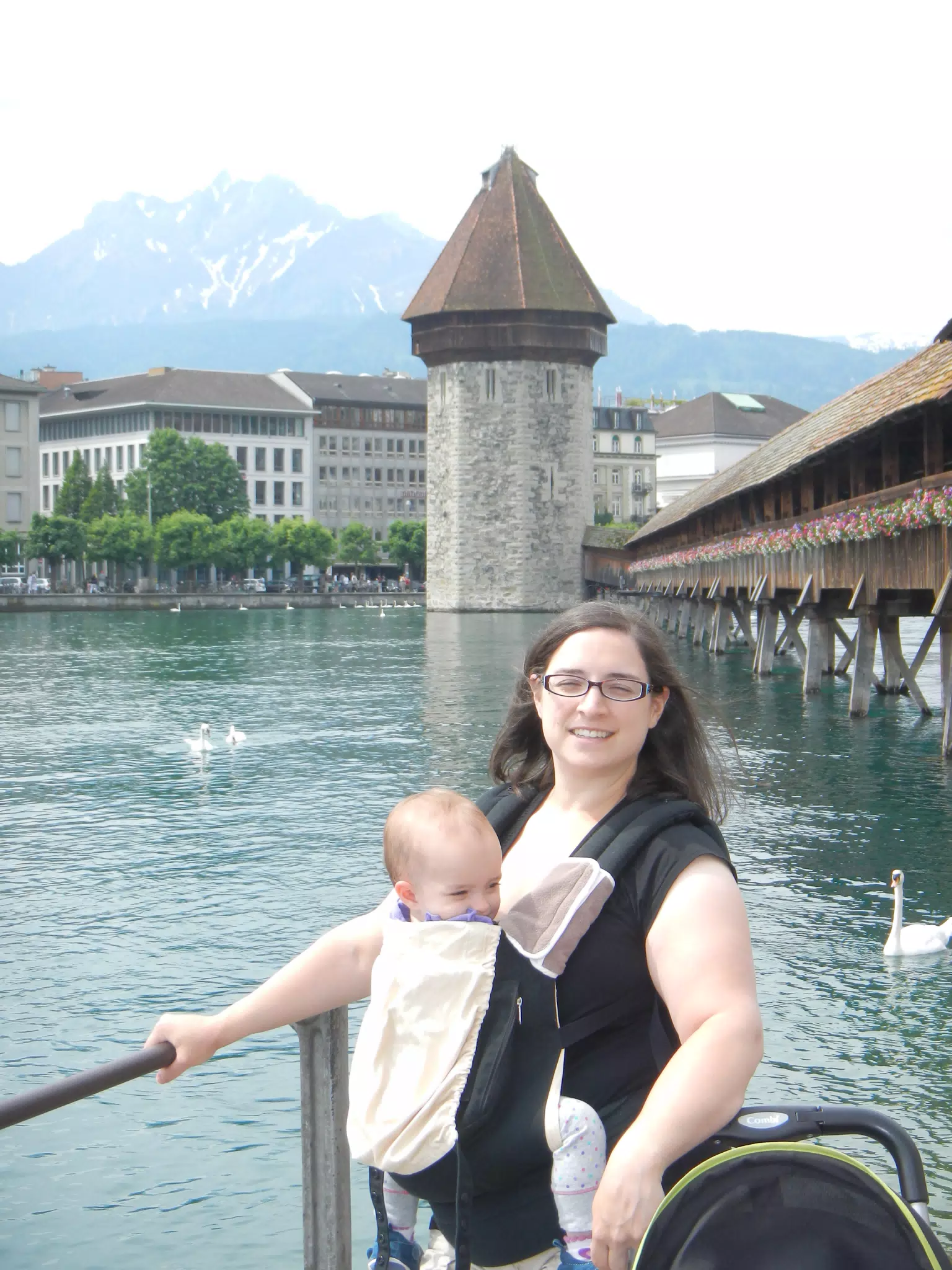 Dominica and Luciana in Front of Chapel Bridge